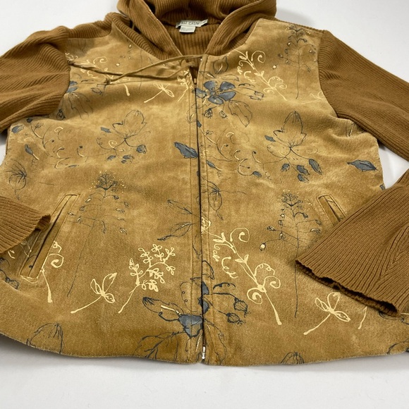 CALLI CALI’s Floral Boho Leather Suede Hoodie Sweater Zip Up Jacket Women’s XL - Picture 8 of 15
